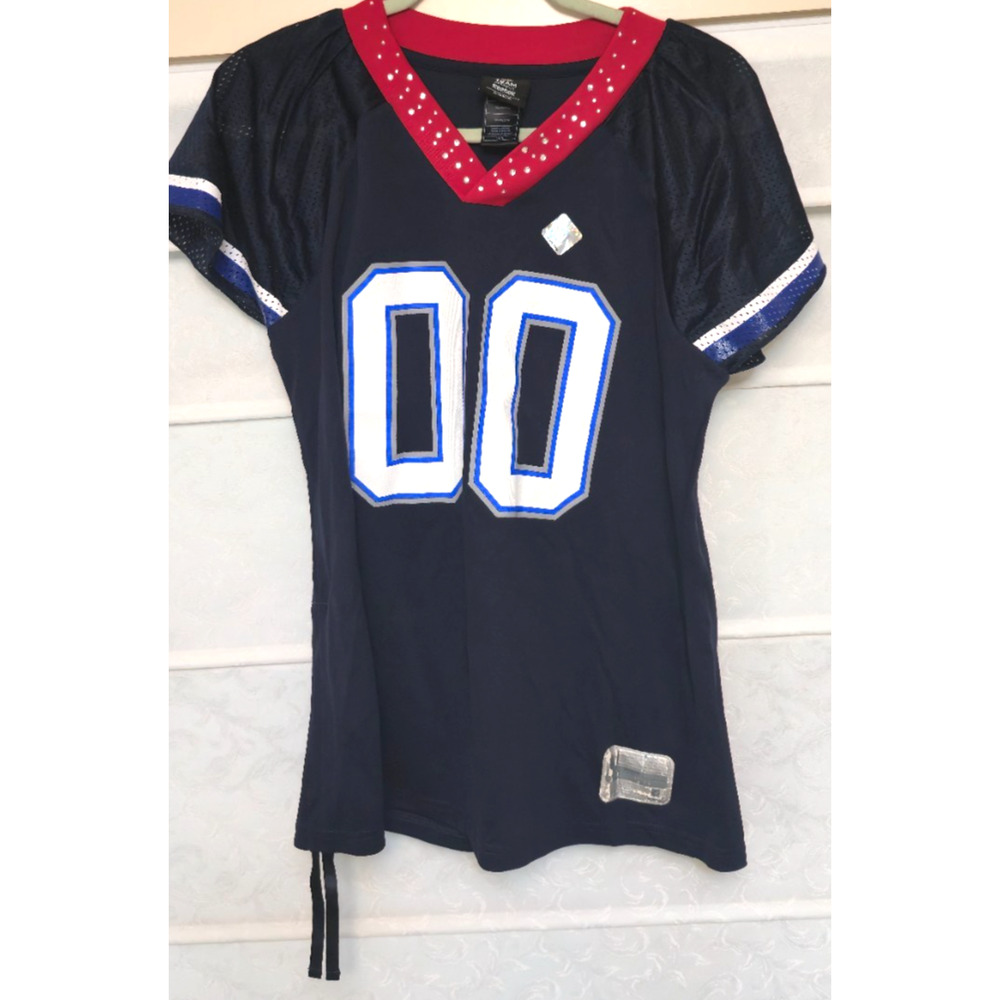 Reebok Womens Buffalo Bills Jersey Large Blue Rhinestone NFL Team Apparel NEW